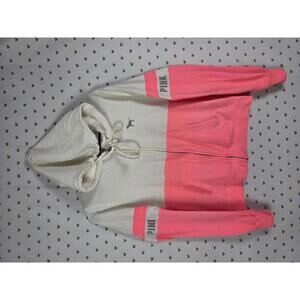 Victorias Secret Pink Neon Colorblock Full Zip Hoodie Jacket SMALL